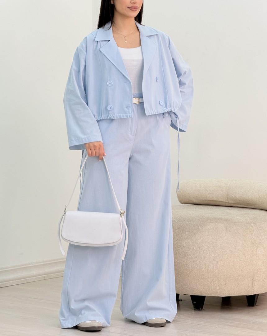 ست لینن چهار دکمه سودا(101)کد:6779