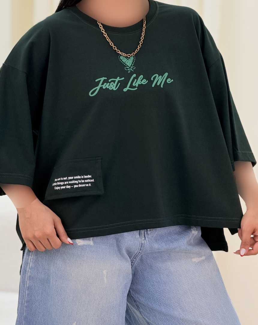 تیشرت باکسی just life me(119)کد:7375