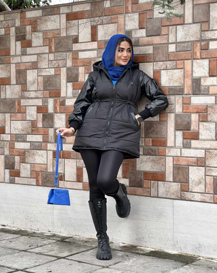 کاپشن آستین چرم کوتاه(1)کد2944