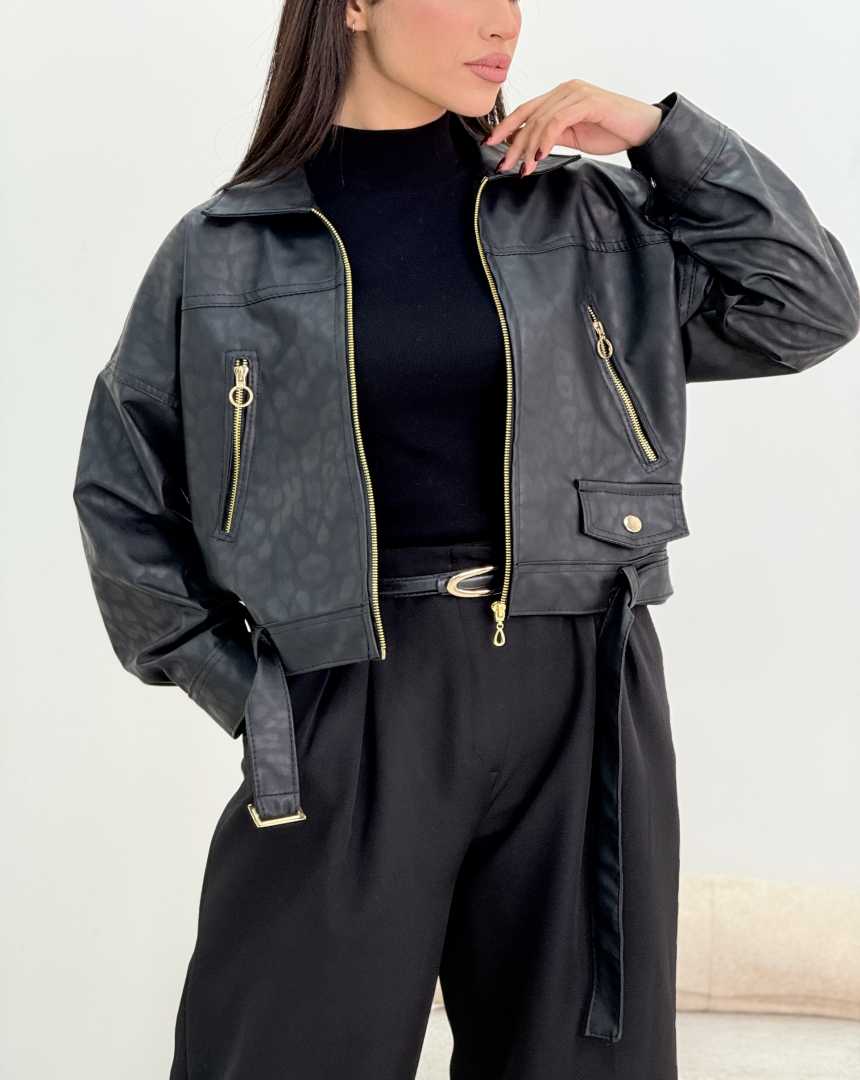 کت چرم طرح دار هدی(124)کد:6623