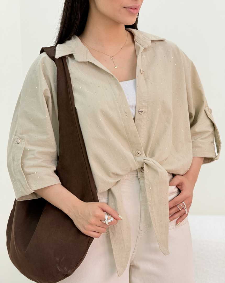 شومیز نگین دار جلو گره(119)کد:7075