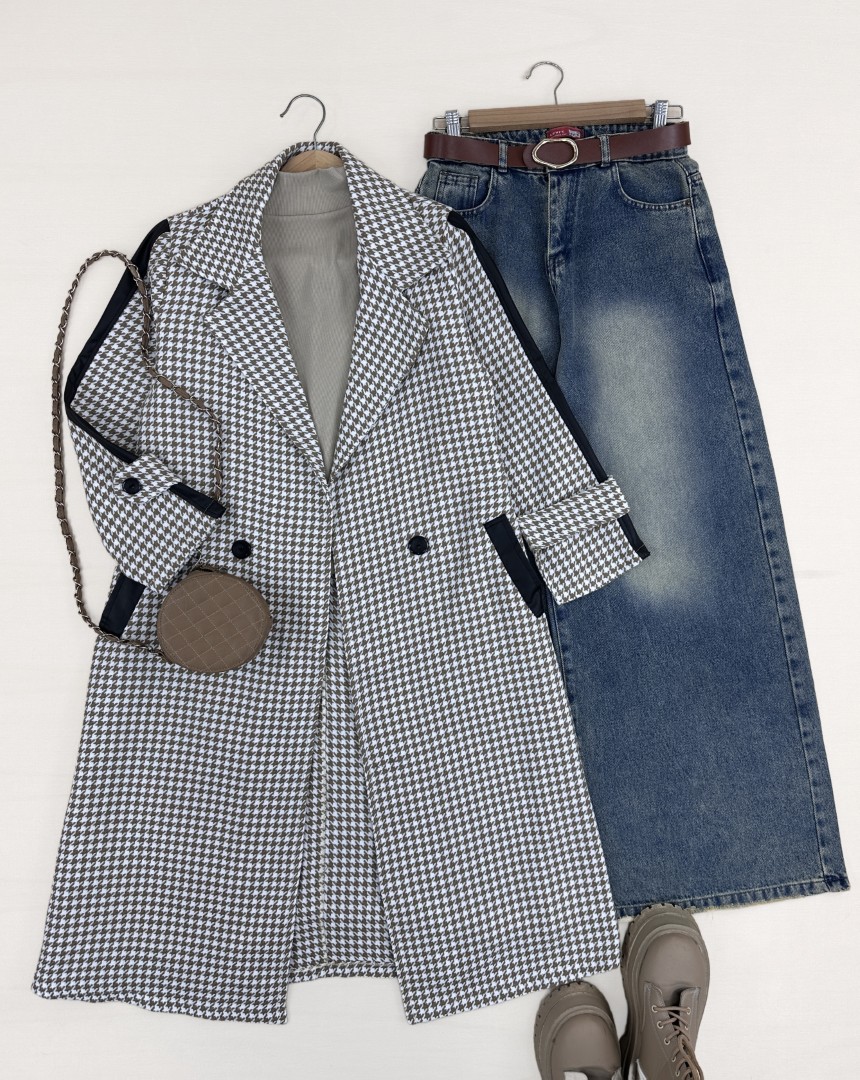 پالتو ترکیبی بلندساغر(60)کد:6518