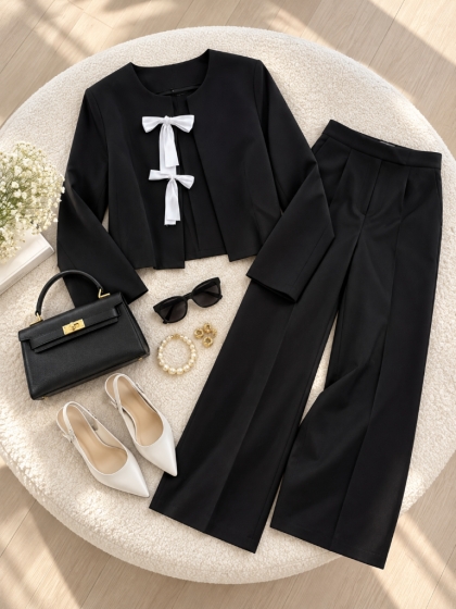ست کت شلوار پاپیون(999)کد:8198